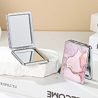 Dcdcee Pocket Mirror Small Travel Mirror With Magnification Portable Doublesided Magnifying Cosmetic Mirror For Daily Pink M