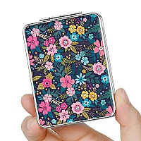 Dcdcee Pocket Mirror Small Travel Mirror With Magnification Portable Doublesided Magnifying Cosmetic Mirror For Daily Flower