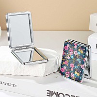 Dcdcee Pocket Mirror Small Travel Mirror With Magnification Portable Doublesided Magnifying Cosmetic Mirror For Daily Flower