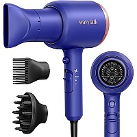 Wavytalk Professional 1875 Watt Hair Dryer Blow Dryer With Diffuser Nozzle Comb And Concentrator Negative Ions Fast Drying Light