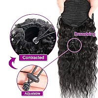 18 Inch Drawstring Human Hair Ponytail Extension Natural Black For Women Water Wave Pony Tail Clip In Extensions Corn Wave Ponyt