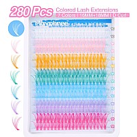 Colored Lash Extension Individuals 280 Pcs Colored Eyelashes Clusters 7 Colors Fluffy Wispy 16Mm 18Mm Colorful Eyelash Extension