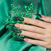 Rarjsm Green Glitter Gel Nail Polish Diamond Mermaid Green Sparkly Chunky Shimmer Pigments Nail Gel Polish Soak Off Led Uv Curin