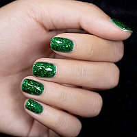 Rarjsm Green Glitter Gel Nail Polish Diamond Mermaid Green Sparkly Chunky Shimmer Pigments Nail Gel Polish Soak Off Led Uv Curin