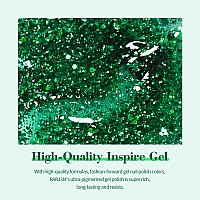 Rarjsm Green Glitter Gel Nail Polish Diamond Mermaid Green Sparkly Chunky Shimmer Pigments Nail Gel Polish Soak Off Led Uv Curin