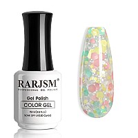 Rarjsm Glitter Gel Nail Polish Pink Yellow Green Patel Spring Summer Color Big Flakes Gel Polish Sparkly Chunky Clear Shimmer Pi