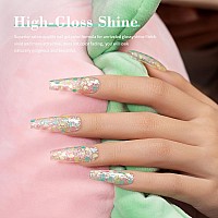 Rarjsm Glitter Gel Nail Polish Pink Yellow Green Patel Spring Summer Color Big Flakes Gel Polish Sparkly Chunky Clear Shimmer Pi