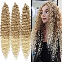 Paraglame Deep Wave Crochet Hair For Black Women 24 Inch Curly Braiding Hair 3 Packs Ocean Wave Braiding Hair Extensions Ombre B