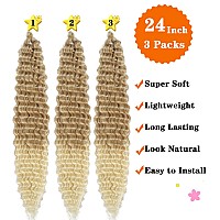 Paraglame Deep Wave Crochet Hair For Black Women 24 Inch Curly Braiding Hair 3 Packs Ocean Wave Braiding Hair Extensions Ombre B