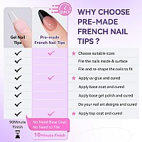 French Tip Press On Nails 240Pcs Short Almond Nail Tips With Nail Glue Nail Lamp Prebase Coat French Tips No Need To File