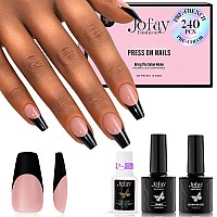 French Tip Press On Nails 240Pcs Long Square Nail Tips With Nail Gel Nail Lamp French Nails Prebase Coat French Tips No N