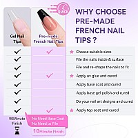 French Tip Press On Nails 240Pcs Long Square Nail Tips With Nail Gel Nail Lamp French Nails Prebase Coat French Tips No N