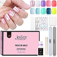 10 Packs 240Pcs Press On Nails Short Kit Press On Nails Square Packs Acrylic Glue On Nails With Nail Glue 12 Sizes Glossy