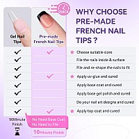 French Tip Press On Nails 240Pcs Short Square Nail Tips With Nail Glue Nail Lamp Prebase Coat French Tips No Need To File