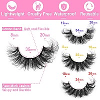 Mink Lashes Fluffy Faux Mink Eyelashes Wispy 20Mm Long D Curl Lashes Russian Cat Eye Strip Lashes Extensions Fluffy Eyelashes Pa