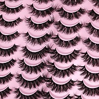 Mink Lashes Fluffy Faux Mink Eyelashes Wispy 20Mm Long D Curl Lashes Russian Cat Eye Strip Lashes Extensions Fluffy Eyelashes Pa