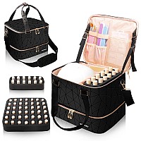 Covkev Nail Polish Organizer Hold 54 Bottles 15Ml05 Floz Pu Leather Nail Lamp Kit Supplies Organizer Bag Travel Double La