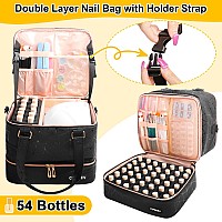 Covkev Nail Polish Organizer Hold 54 Bottles 15Ml05 Floz Pu Leather Nail Lamp Kit Supplies Organizer Bag Travel Double La