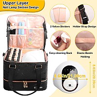 Covkev Nail Polish Organizer Hold 54 Bottles 15Ml05 Floz Pu Leather Nail Lamp Kit Supplies Organizer Bag Travel Double La