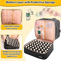 Covkev Nail Polish Organizer Hold 54 Bottles 15Ml05 Floz Pu Leather Nail Lamp Kit Supplies Organizer Bag Travel Double La