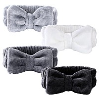 Vitever 4 Pack Spa Headband For Washing Face Girls Makeup Headband Bow Tie Hair Band Women Headbands To Facial Clean Elastic