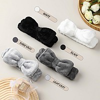 Vitever 4 Pack Spa Headband For Washing Face Girls Makeup Headband Bow Tie Hair Band Women Headbands To Facial Clean Elastic