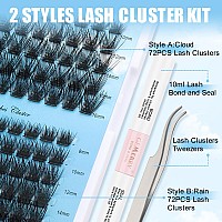 Diy Lash Extension Kit Gemerry Lash Clusters Kit With 144 Pcs Cluster Lashes 816Mm Mix 10Ml Bond And Seal Lash Glue And Lash Ap