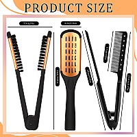 Chengu 2 Pcs Hair Straightening Combs Boar Bristles Clamp Double Sided Brush V Shaped Styling Hair Comb For Straightening Kn