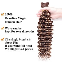 Goulus Deep Wave Bulk Human Hair For Braiding T4P427 100 Unprocessed Brazilian Virgin Human Hair Extensions Two Bundles Micr