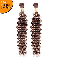 Goulus Deep Wave Bulk Human Hair For Braiding T4P427 100 Unprocessed Brazilian Virgin Human Hair Extensions Two Bundles Micr