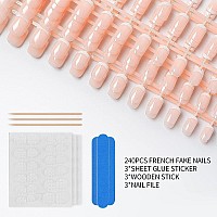 Liarty 240 Pcs Press On Nails Short French Tip False Nails Manicure 12 Size Acrylic Full Cover Artificial Fake Nails With Simp