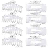 Luseren 8 Pack Clearhair Clips For Women 43 Inch Large Hair Claw Clips For Women Thin Thick Curly Hair Big Banana Clipsstrong