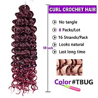 Zrq 8 Packs Curly Crochet Hair18 Inch Beach Curl Water Wave Crochet Hair Tbugnatural Deep Wave Wavy Braids Curly Crochet Hair F