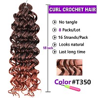 Zrq Gogo Curly Crochet Hair 18 Inch Beach Curl Water Wave Crochet Hair 8 Packs Ginger Deep Wave Braids Curly Crochet Hair For W