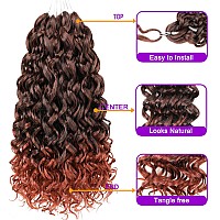 Zrq Gogo Curly Crochet Hair 18 Inch Beach Curl Water Wave Crochet Hair 8 Packs Ginger Deep Wave Braids Curly Crochet Hair For W