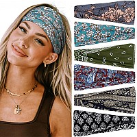 Headbands For Women Boho Elastic Hairbands For Womens Hair Non Slip Wide Thick Head Band Fashion Soft Fabric Woman Headbands Sho