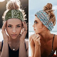 Headbands For Women Boho Elastic Hairbands For Womens Hair Non Slip Wide Thick Head Band Fashion Soft Fabric Woman Headbands Sho