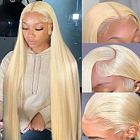 Supsyousf 36 Inch Stunning 613 Lace Front Wig Human Hair 13X4 Hd Transparent Straight Wigs 180 Density Blonde Lace Front Wig