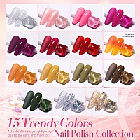 Born Pretty Nail Polish Set 15 Colors Fall Winter Nail Polish 10Ml Quick Dry Nail Polish Kit Pink Red Silver Gold Glitter Color