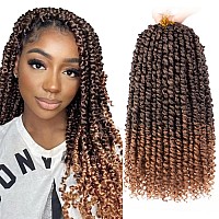 Leeven 8 Packs Ombre Brown Pretwisted Passion Twist Hair With Curly Ends 14 Inch Short Passion Twist Crochet Braids Hair Synthe