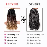 Leeven 8 Packs Ombre Brown Pretwisted Passion Twist Hair With Curly Ends 14 Inch Short Passion Twist Crochet Braids Hair Synthe