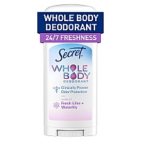 Secret Whole Body Deodorant Stick For Women Lilac Waterlily Scent Aluminum Free Deodorant Stick 72 Hr Odor Protection 24