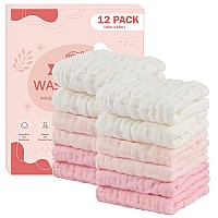 Homexcel Face Wash Cloths 12 Pack Reusable Makeup Remover Cloths Soft Muslin Washcloths For Sensitive Skin 10 X 10 Inch Face T