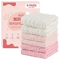 Homexcel Face Wash Cloths 6 Pack Reusable Makeup Remover Cloths Soft Muslin Washcloths For Sensitive Skin 10 X 10 Inch Face To