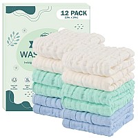 Homexcel Face Wash Cloths 12 Pack Reusable Makeup Remover Cloths Soft Muslin Washcloths For Sensitive Skin 10 X 10 Inch Face T