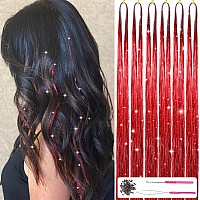 Missuhui Hair Tinsel Kit With Tools 47Inch 1200 Strands Glitter Tinsel Hair Extensions Sparkling Shiny Hair Tinsel Strands Kit H