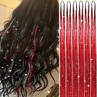 Missuhui Hair Tinsel Kit With Tools 47Inch 1200 Strands Glitter Tinsel Hair Extensions Sparkling Shiny Hair Tinsel Strands Kit H