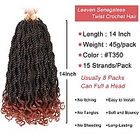 Leeven 14 Inch Senegalese Twist Crochet Hair With Curly Ends 8 Packs Ombre Copper Red Pre Looped Short Wavy Crochet Braids For K