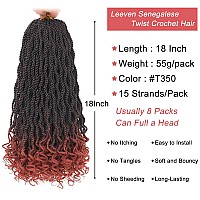 Leeven 18 Inch Senegalese Twist Crochet Hair With Curly Ends 8 Packs Ombre Copper Red Pre Looped Wavy Crochet Braids For Kids Wo