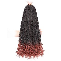 Leeven 24 Inch Senegalese Twist Crochet Hair With Curly Ends 8 Packs Ombre Copper Red Pre Looped Wavy Crochet Braids For Kids Wo